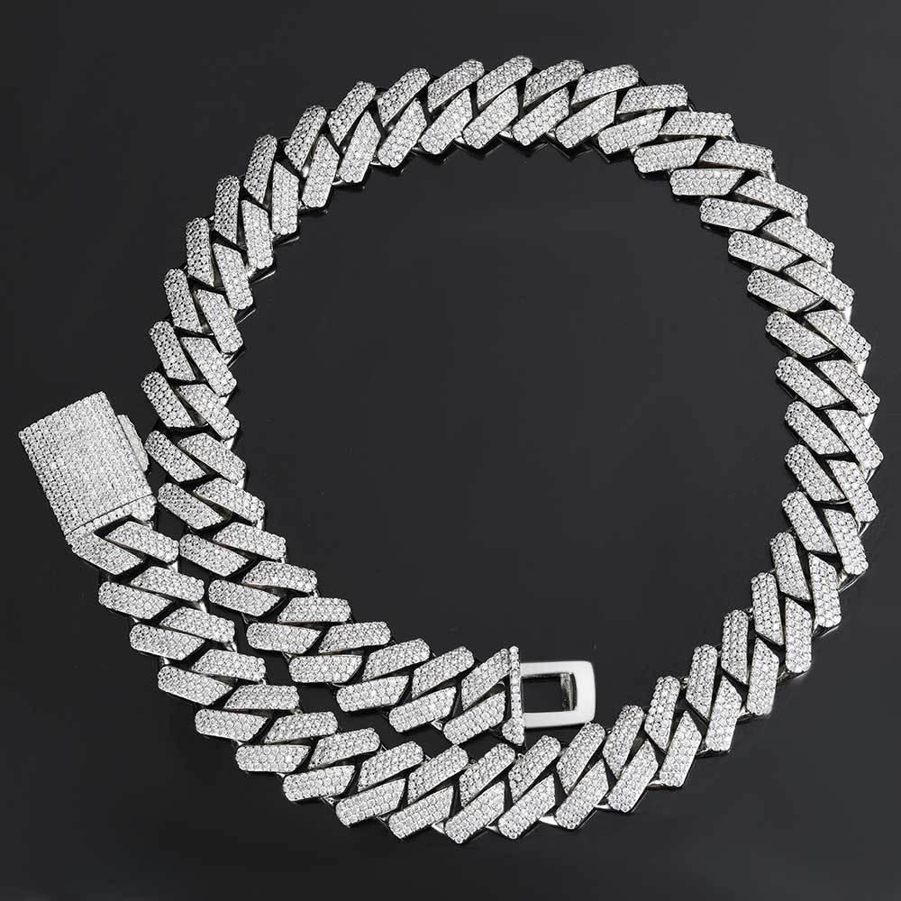 Custom 18mm Three-Row Cuban Chain Necklace Zircon - CaratixJewelry